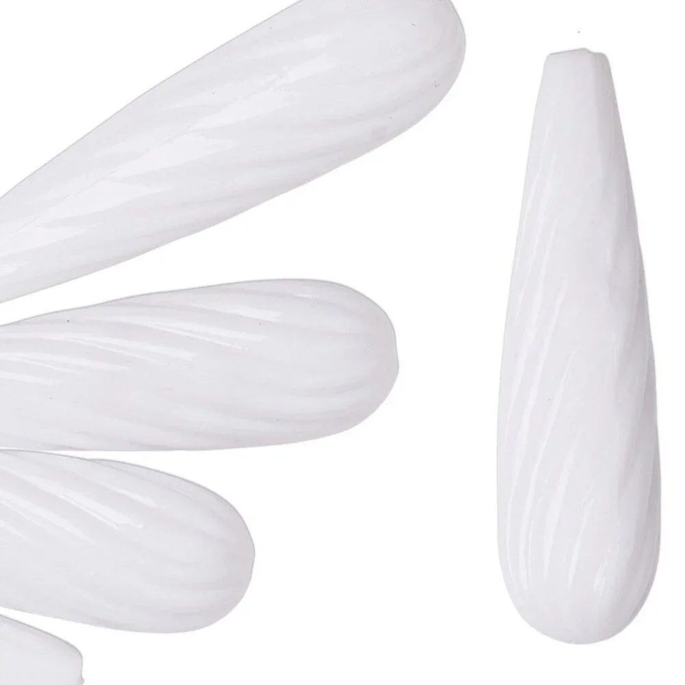 Vintage Germany White Lucite Swirls Acrylic Large 36x10mm Teardrop Beads 5pcs